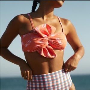 Orange and Blue Plaid Bikini Set